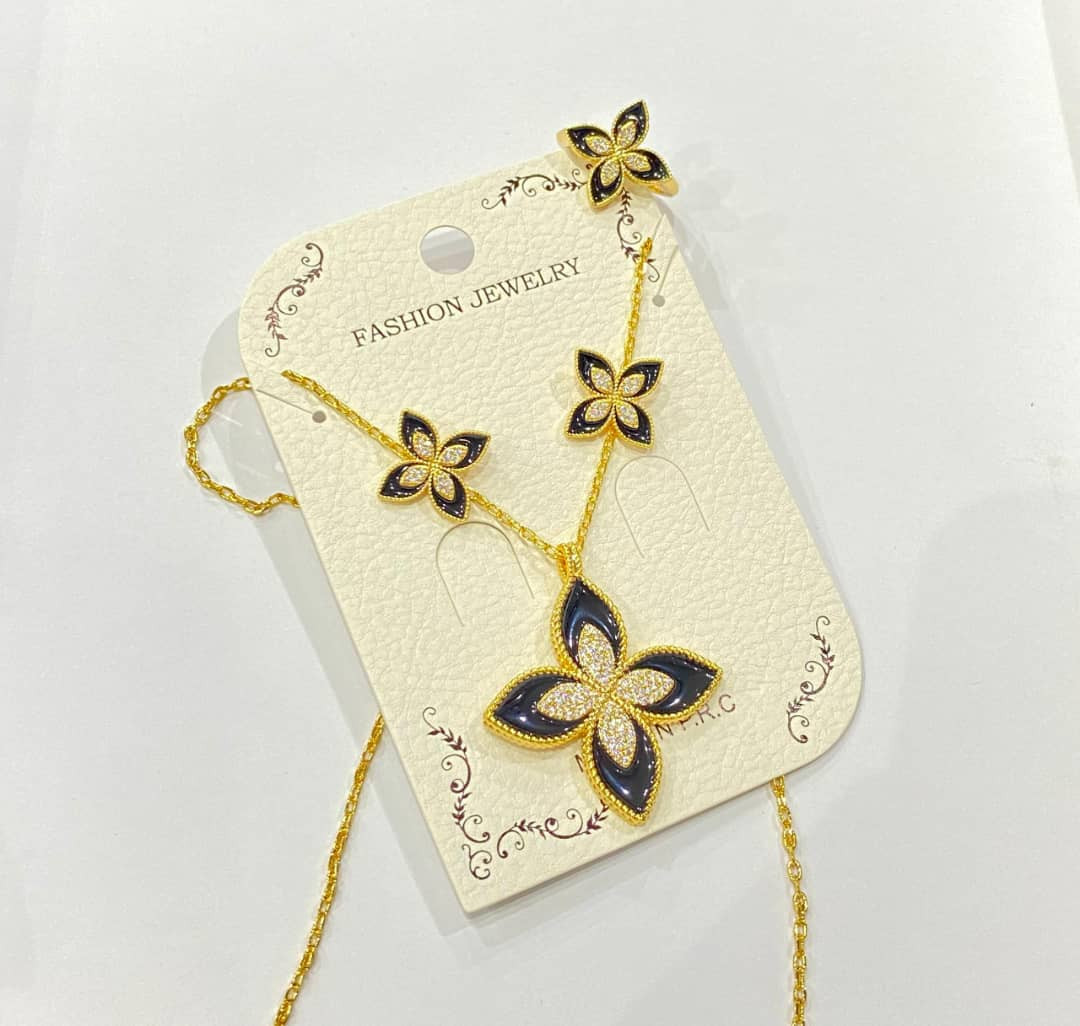 فايلت نصف طقم مجوهورات ستانليس استيل 3 قطع  -اسود